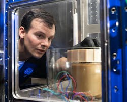 A NASA researcher leads a Gateway lunar dust adhesion testing campaign at NASA’s Johnson Space Center in Houston. A NASA researcher leads a Gateway lunar dust adhesion testing campaign at NASA’s Johnson Space Center in Houston.