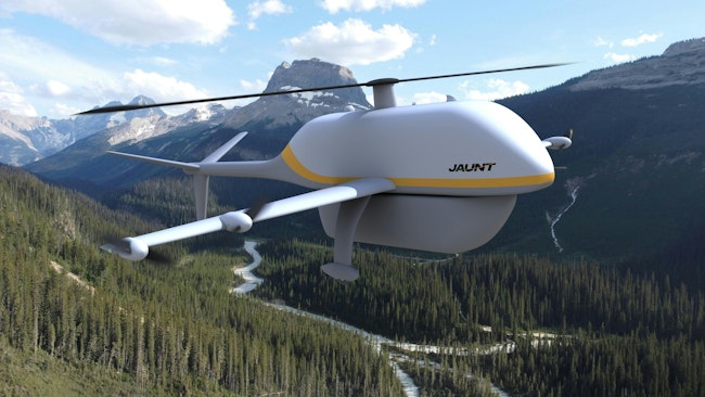 The Airo evtol flying over mountains