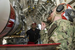 Sailors prepare to load a High Altitude Anti-submarine Warfare Capability (HAAWC) weapon to a P-8A Poseidon maritime patrol aircraft last February. Sailors prepare to load a High Altitude Anti-submarine Warfare Capability (HAAWC) weapon to a P-8A Poseidon maritime patrol aircraft last February.