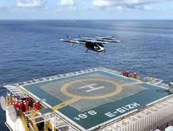 Autoflight's CarryAll eVTOL lands on an oil rig. Autoflight's CarryAll eVTOL lands on an oil rig.