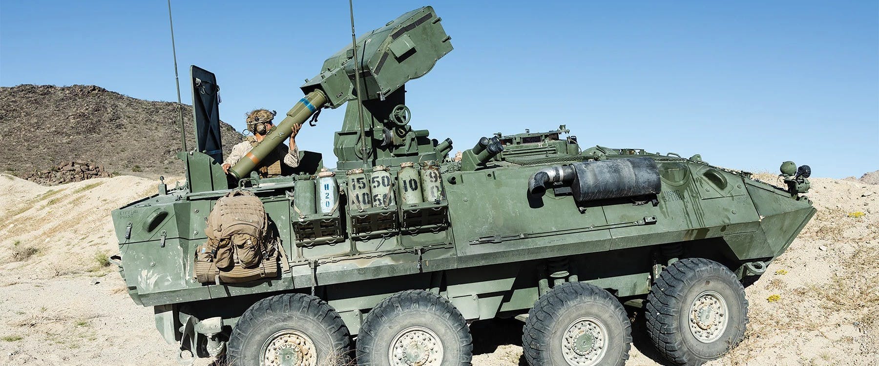The Marine Corps Medium Range Air Defense Radar (MRADR) will be mounted to Medium Range Air Defense Radar (MRADR) on amphibious combat vehicle chassis.