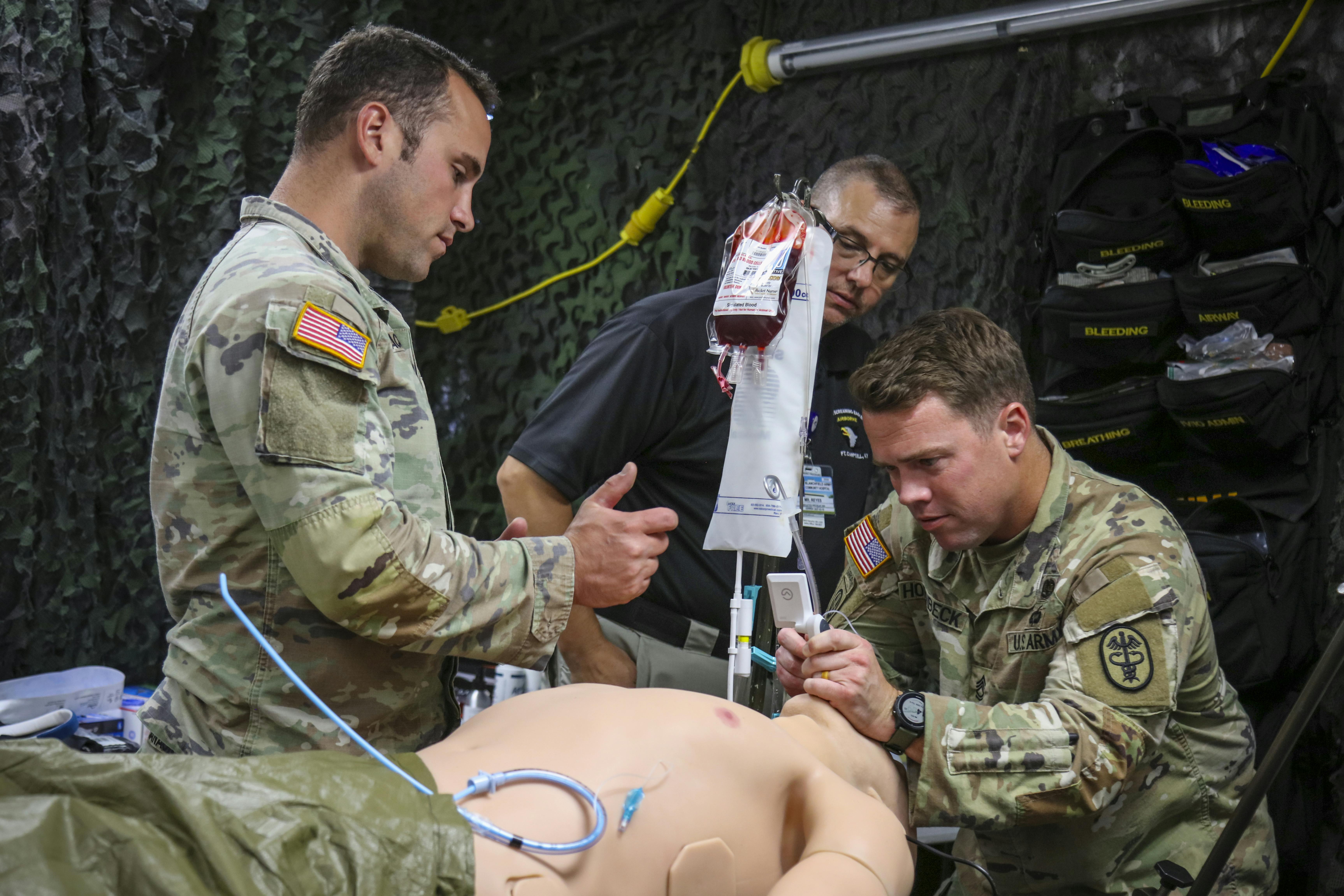 Soldiers at Fort Campbell, Ky., test their medical capabilities in austere conditions during a recent exercise.