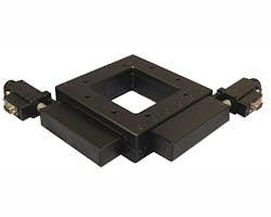 The Optimal Engineering Systems submicron AU200-50x50 open-aperture alignment stage is for semiconductor wafer inspection, laser drilling, medical diagnostic devices, calibration, and 3D printing. The Optimal Engineering Systems submicron AU200-50x50 open-aperture alignment stage is for semiconductor wafer inspection, laser drilling, medical diagnostic devices, calibration, and 3D printing.