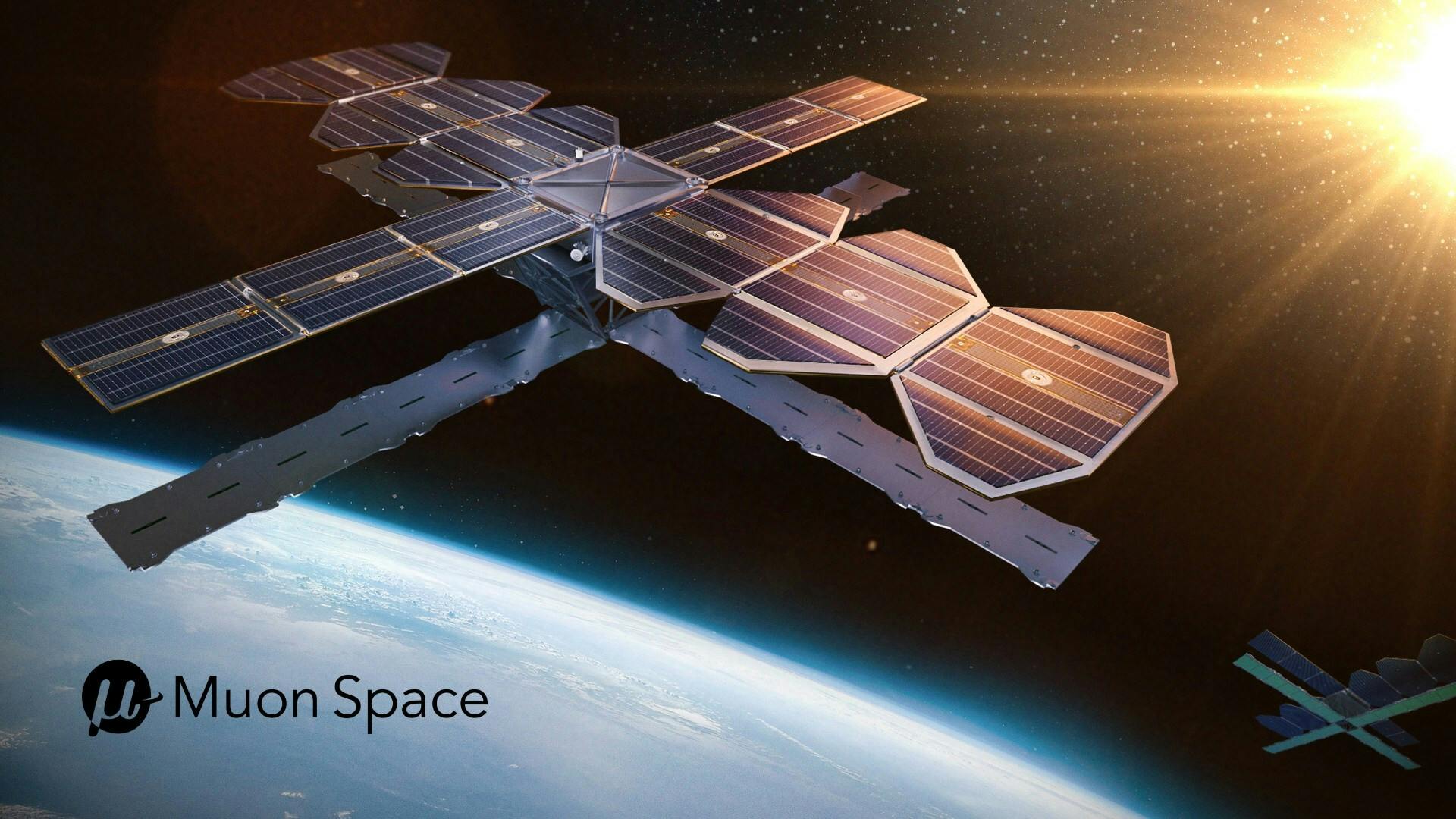 A rendering of Muon's MuSat XL platform in space.