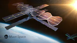 A rendering of Muon's MuSat XL platform in space. A rendering of Muon's MuSat XL platform in space.