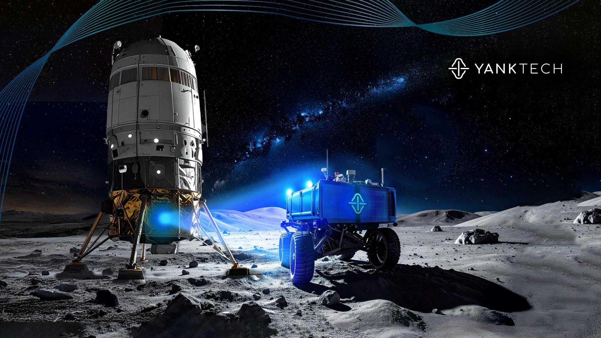 Two spacecraft on the surface of the Moon.