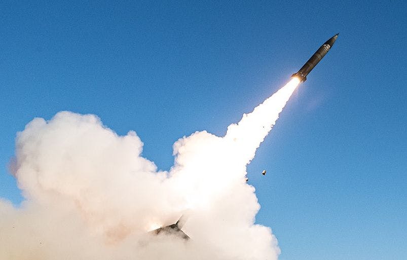 The U.S. Army tests the Precision Strike Missile (PrSM) fired from an M270A2 launcher at White Sands Missile Range, N.M., last April.