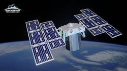 The Saturn 400 satellite rendered in orbit around earth The Saturn 400 satellite rendered in orbit around earth