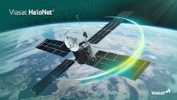 A rendering of Viasat's satellite over earth A rendering of Viasat's satellite over earth