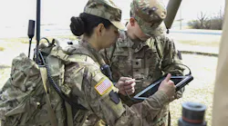 An Army National Guard cryptologic linguist trains in 2022 on a new tactical dismounted electronic warfare and signals intelligence (TDEWS) system at Fort Indiantown Gap, Pa.