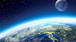 The moon and earth from space