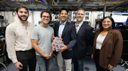 Gaurav Dhamija (center), Senior Director Of Technology And Strategy At Belden, And Tim Waters (second From Right), Architecture And Technology At Belden, Visit The Laboratory Of David Awschalom At The University Of Chicago’s Pritzker School Of Molecular Engineering Leading The Tour Were (from Left) Graduate Student José A Méndez Méndez, Postdoctoral Scholar Cyrus Zeledon, And Graduate Student Swathi Chandrika (image By Anne Ryan For The Cqe)