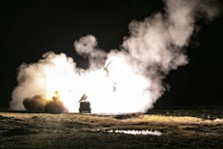 Artillery soldiers fire M31 Guided Multiple Launch Rocket Systems from their M270A1 MLRS during the Thunder Cloud live-fire exercise in Andoya, Norway in September 2021. Artillery soldiers fire M31 Guided Multiple Launch Rocket Systems from their M270A1 MLRS during the Thunder Cloud live-fire exercise in Andoya, Norway in September 2021.