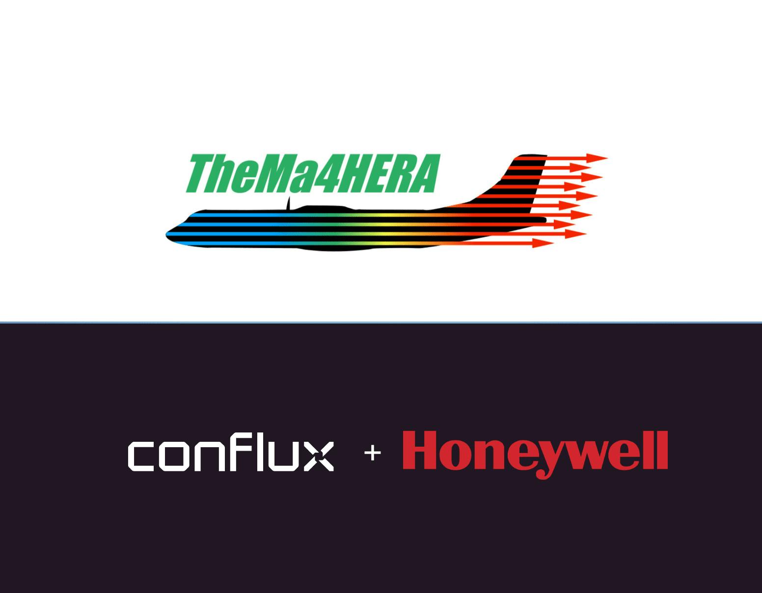 A rendering of the TheMa4HERA logo above the Conflux and Honeywell logos.