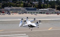Joby's eVTOl taking part in flight tests in California. Joby Aviation image. Joby's eVTOl taking part in flight tests in California. Joby Aviation image.