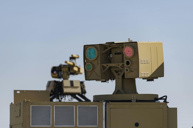 The U.S. Army's P-HEL system uses a high-energy laser to destroy its target instead of using traditional munitions to destroy it. U.S. Army photo by Brandon Mejia.