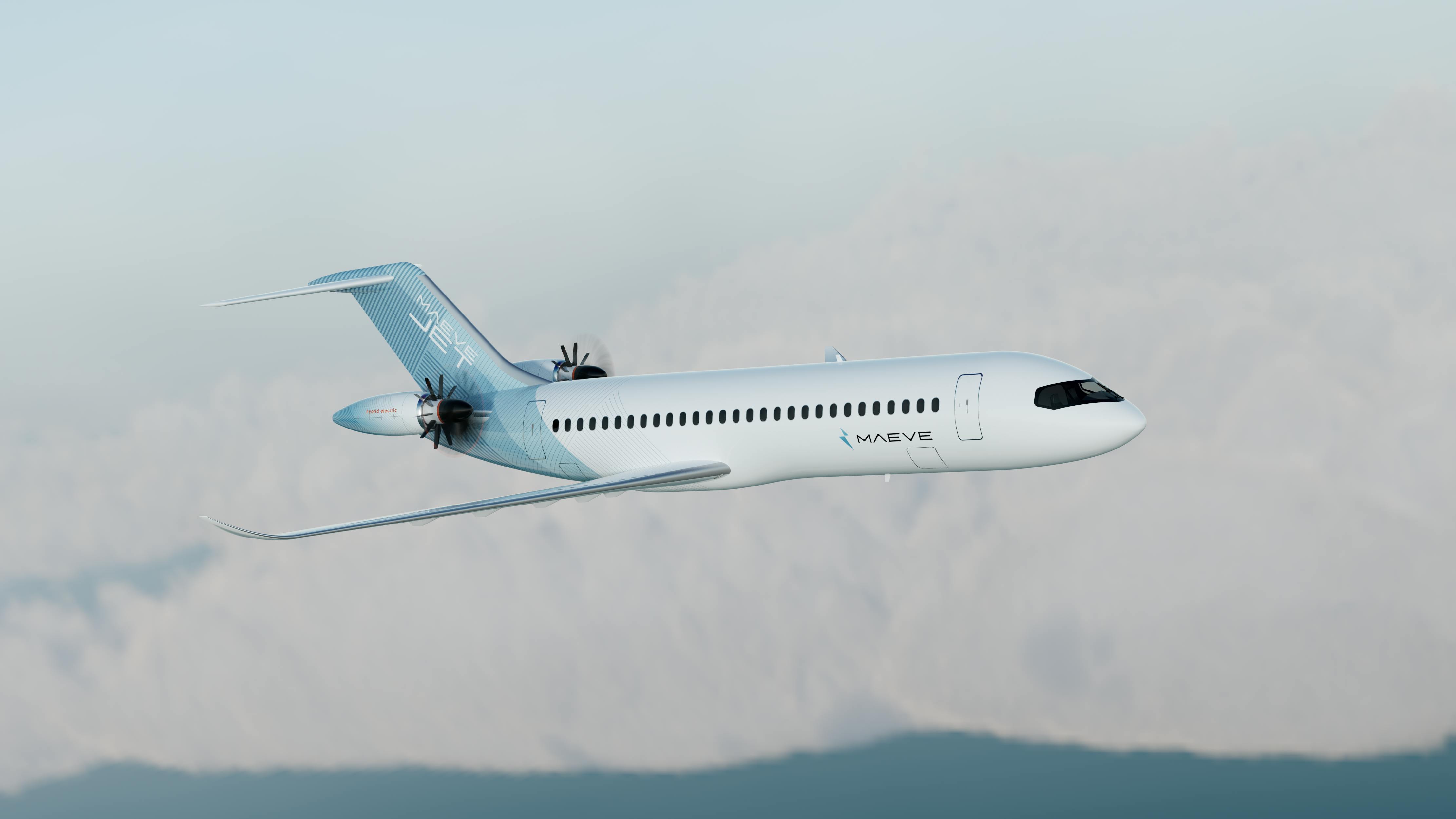 A rendering of the Maeve Jet flying