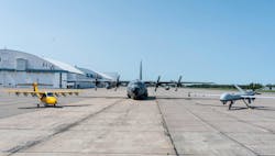 Electra’s EL2 Ultra-STOL prototype aircraft (left) pictured with the Connecticut Air National Guard 103rd Air Wing’s C-130 and the New York Air National Guard 174th Attack Wing’s MQ-9 following participation in Air Force Research Lab’s Future Flag 25-3 Test Event in Rome, NY. Electra photo. Electra’s EL2 Ultra-STOL prototype aircraft (left) pictured with the Connecticut Air National Guard 103rd Air Wing’s C-130 and the New York Air National Guard 174th Attack Wing’s MQ-9 following participation in Air Force Research Lab’s Future Flag 25-3 Test Event in Rome, NY. Electra photo.