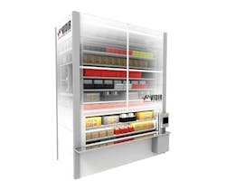 The Vidir Pan Carousel offers adaptable storage with adjustable pan spacing that helps store different product sizes, from small tools to moderately heavy components. The Vidir Pan Carousel offers adaptable storage with adjustable pan spacing that helps store different product sizes, from small tools to moderately heavy components.