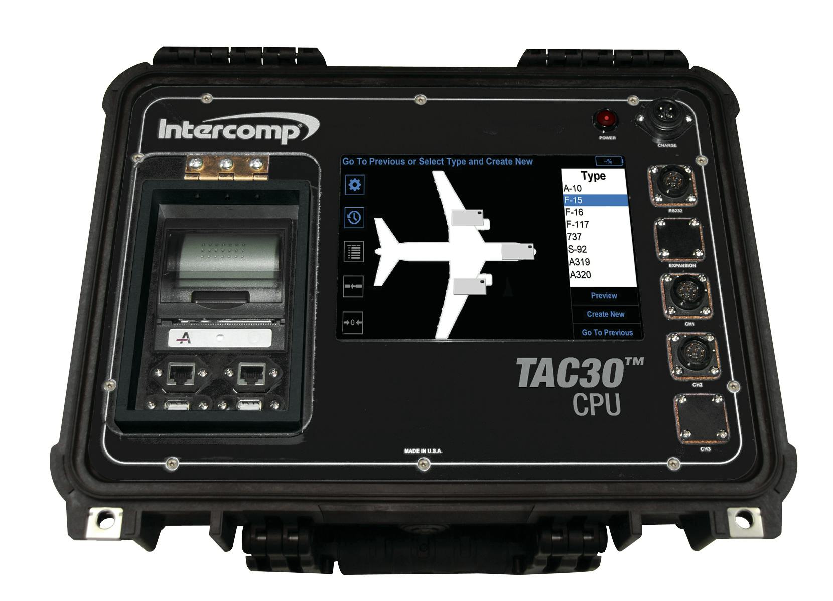 The Intercomp TAC30 CPU touchscreen indicator is for operating several different aircraft scales remotely and simultaneously.