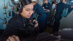 A Navy operations specialist seaman operates the AN/SPS-73(V)12 RADAR SET ON THE bridge of aircraft carrier USS Harry S. Truman (CVN 75) in June 2022. A Navy operations specialist seaman operates the AN/SPS-73(V)12 RADAR SET ON THE bridge of aircraft carrier USS Harry S. Truman (CVN 75) in June 2022.