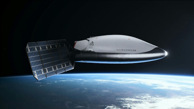 Inversion's Arc spacecraft rendered in space.