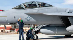 The Infrared Search and Track (IRST) mounted on a F/A-18F Super Hornet jet fighter-bomber at China Lake Naval Air Weapons Station, Calif.