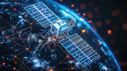 AI Generative, Satellite in space with network connections around Earth. AI generated AI Generative, Satellite in space with network connections around Earth. AI generated