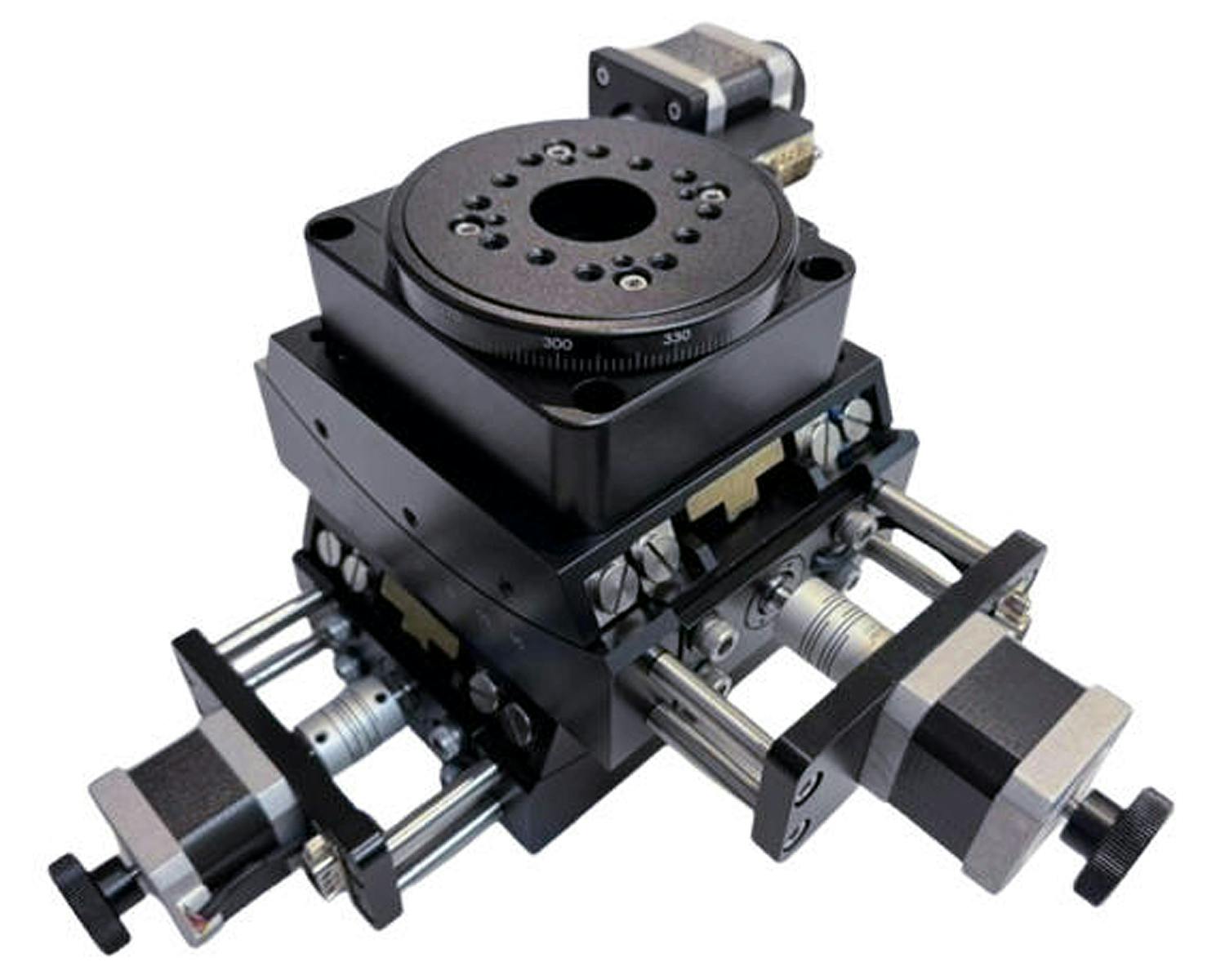 The OES YPR-10-15-100 of three-axis high precision yaw, pitch, and roll stages are for identifying crystals; examining cutting edges of medical instruments; and estimating hyperspectral bidirectional reflectance.