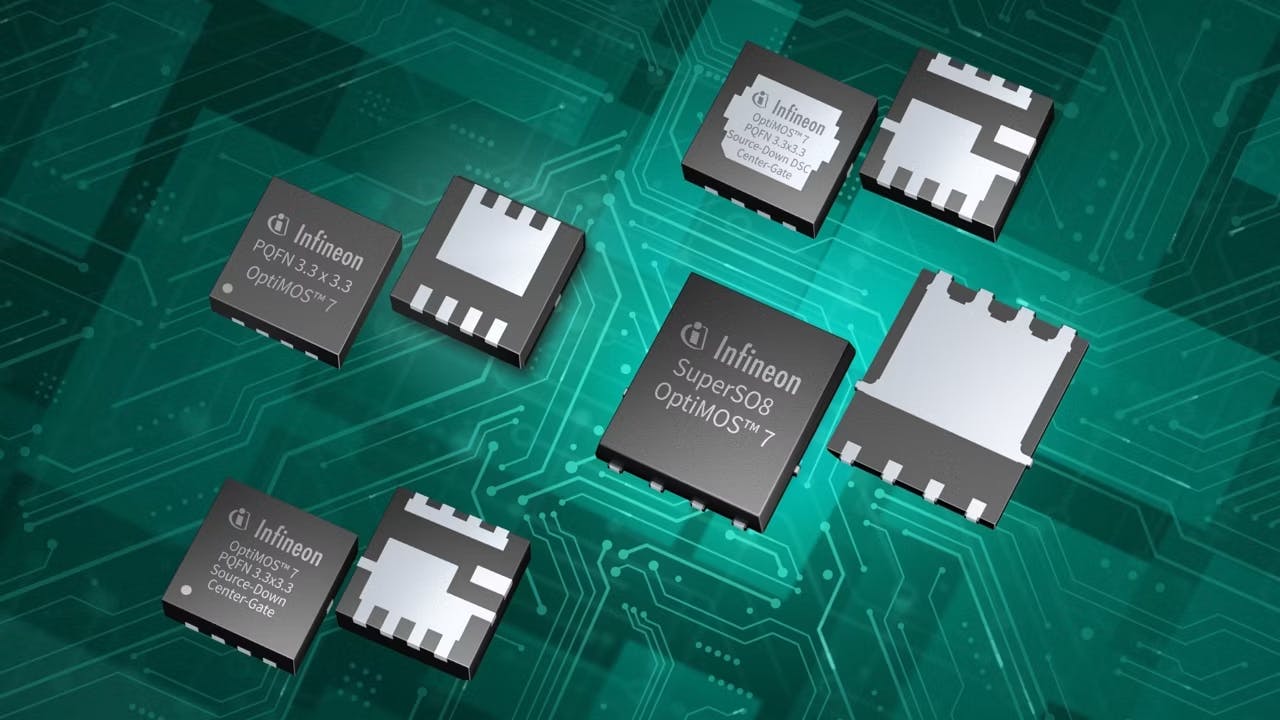 The Infineon OptiMOS 7 power MOSFETs are for industrial and consumer applications that involve high-performance switching, motor-drives, or RDS(ON).