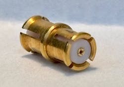 The Connectronics SMP Bullet subminiature push-on adapter to ensure reliable RF performance in board-to-board or other gang-mating in aerospace, telecommunications, and test and measurement applications. The Connectronics SMP Bullet subminiature push-on adapter to ensure reliable RF performance in board-to-board or other gang-mating in aerospace, telecommunications, and test and measurement applications.