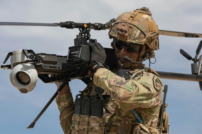 The Anduril Ghost X small uncrewed aircraft is intended to provide Army maneuver units as small as companies with intelligence and reconnaissance data in real time on the battlefield.