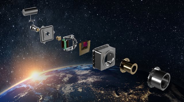 Space technology superimposed over earth from space