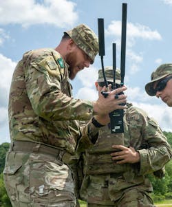 U.S. Army Soldiers observe a radio frequency detector during an exercise in Hohenfels, Germany, last June to help deter electronic warfare threats. Army photo U.S. Army Soldiers observe a radio frequency detector during an exercise in Hohenfels, Germany, last June to help deter electronic warfare threats. Army photo