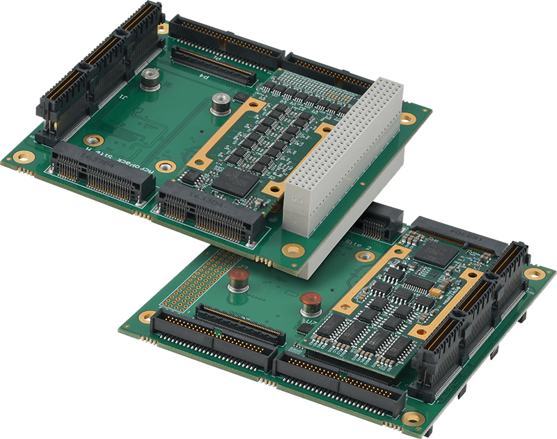 The Acromag model APX4020 carrier cards integrate AcroPack I/O mezzanine modules into PC/104 computing systems for defense, aerospace, and industrial applications that require size, weight, and power (SWaP) optimization.