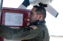 Aircrew from the 43rd Electronic Combat Squadron perform pre-flight inspections at Davis-Monthan Air Force Base, Ariz., on the EC-130H to perform its airborne electronic warfare mission.