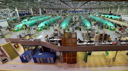 Boeing 737 fuselages under construction at Spirit's Wichita facility.