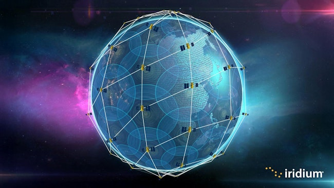 A digital network superimposed over the earth as viewed from space