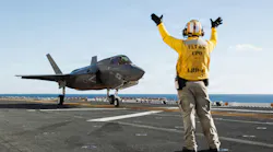 A U.S. Marine Corps F-35B Lightning II prepares to take off from Wasp-class amphibious assault ship USS Boxer (LHD 4) earlier this month.