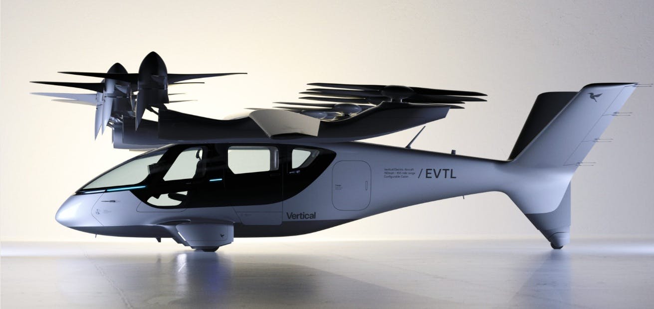 The Vertical Aerospace Velo shot on the ground and in profile.