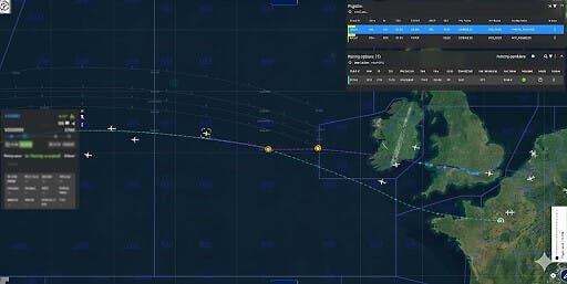 An image of air traffic on a screen