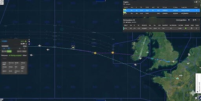 An image of air traffic on a screen