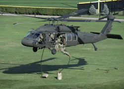 A New York Army National Guard UH-60M Black Hawk helicopter hovers at the United States Military Academy at West Point last August as Soldiers from the 101st Airborne Division (Air Assault) fast-rope down to the ground during a capabilities demonstration for cadets. A New York Army National Guard UH-60M Black Hawk helicopter hovers at the United States Military Academy at West Point last August as Soldiers from the 101st Airborne Division (Air Assault) fast-rope down to the ground during a capabilities demonstration for cadets.