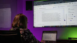 An Air Force technician demonstrates Google Gemini's artificial intelligence at the Air Force Research Laboratory at Wright-Patterson Air Force Base, Ohio, in 2024.