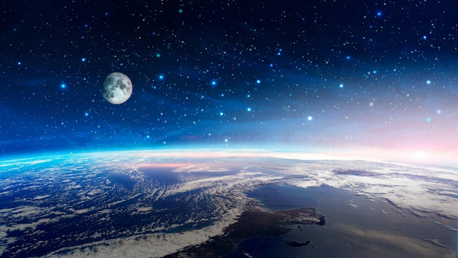 Earth and the moon from space.