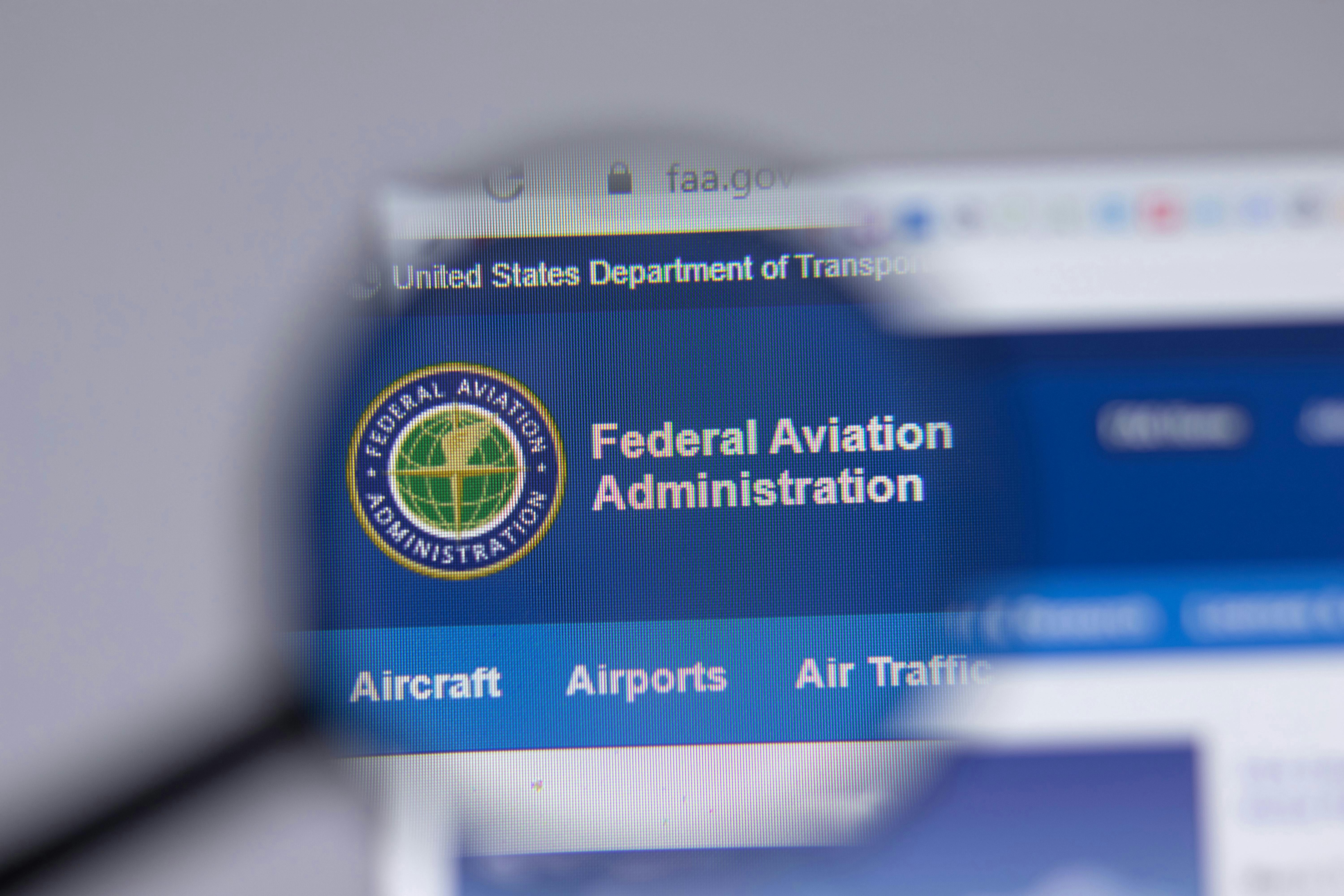 A stylized screen grab of FAA's website