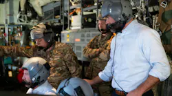 Under Secretary of the Air Force Matt Lohmeier observes a combat systems officer’s screen aboard an AC-130J Ghostrider special forces aircraft near Hurlburt Field, Fla., last December.