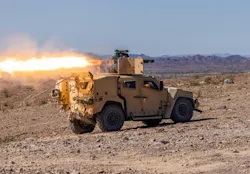 U.S. Marines fire a TOW missile from a Joint Light Tactical Vehicle during a range on the U.S. Army Yuma Proving Ground, Ariz., in 2023.