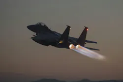 A Republic of Korea Air Force F-15K Slam Eagle aircraft with the 11th Fighter Wing takes off from Gwangju Air Base, South Korea during exercise Freedom Flag 25-1 last April.