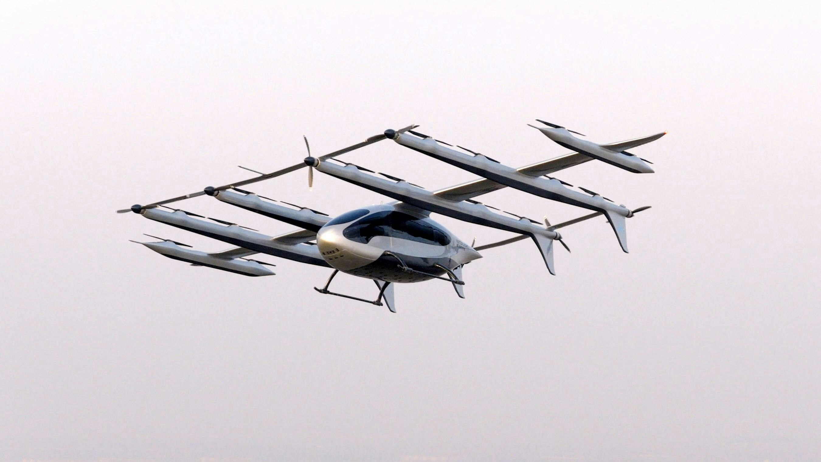 AutoFlight's Matrix eVTOL transitions from vertical takeoff to forward flight.